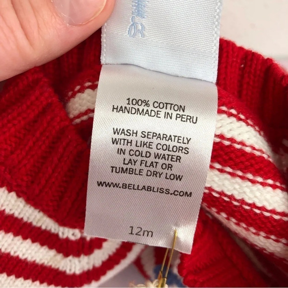 NWT Bella Bliss sweater red and white stripe w/ blue anchor size 12 months - Picture 6 of 11